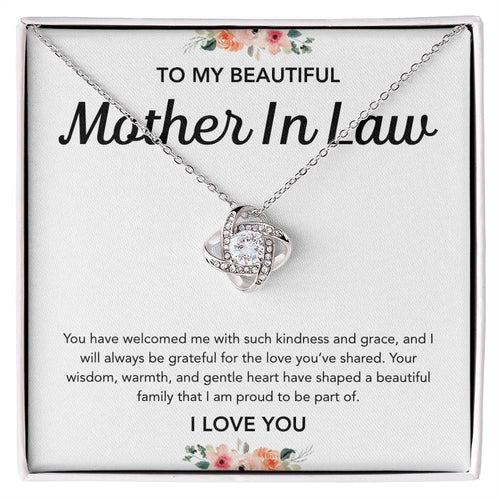 For my Mother in Law - Love Knot Necklace - Flowers