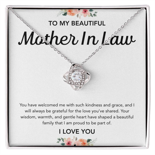 For my Mother in Law - Love Knot Necklace - Flowers