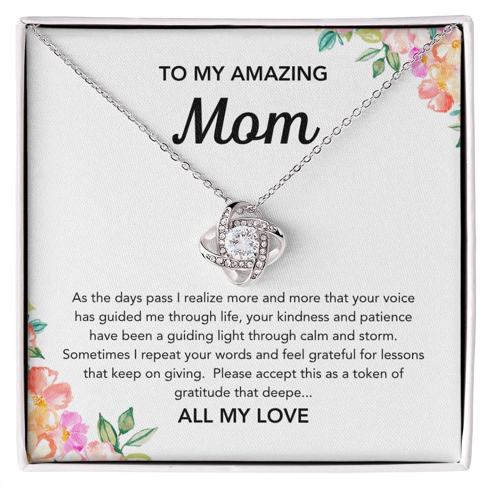 To Mom - Love Knot Necklace - Flowers