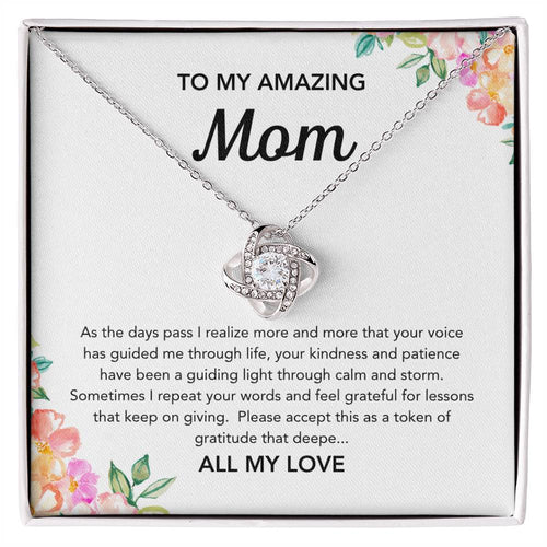 To Mom - Love Knot Necklace - Flowers