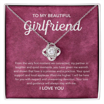 To My Girlfriend - Love Knot Necklace - Velvet Pattern