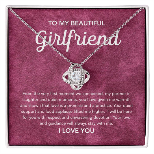 To My Girlfriend - Love Knot Necklace - Velvet Pattern