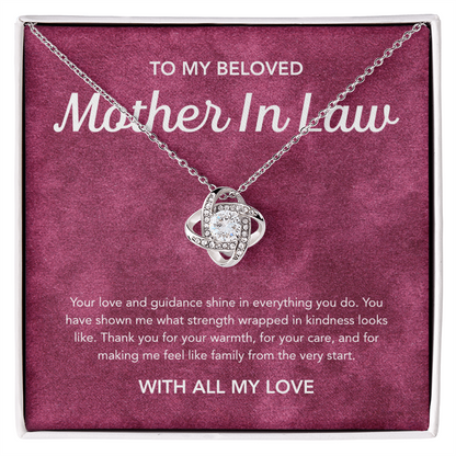 For my Mother in Law - Love Knot Necklace - Velvet Pattern