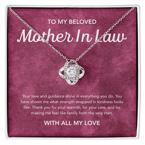 For my Mother in Law - Love Knot Necklace - Velvet Pattern