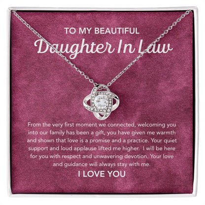 To my Daughter in Law - Love Knot Necklace - Velvet Pattern