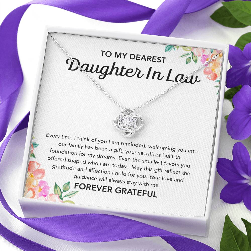 To my Daughter in Law - Love Knot Necklace - Flowers