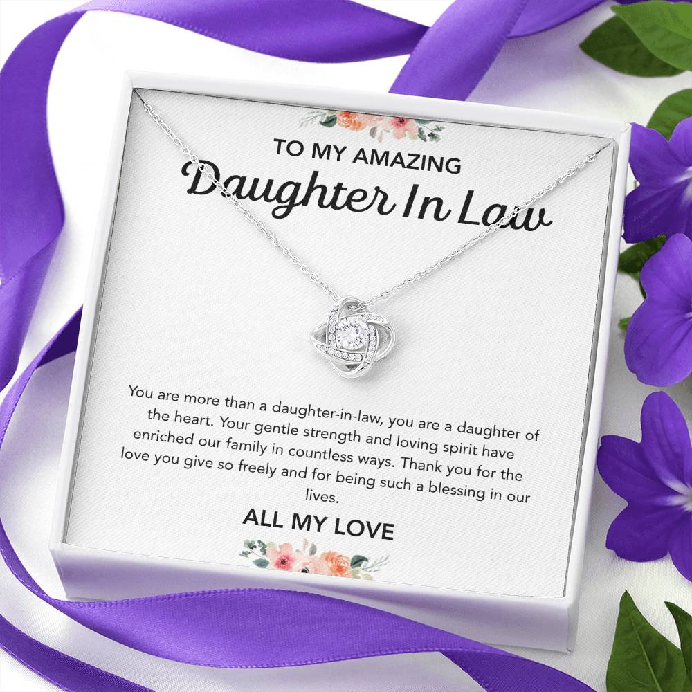 To my Daughter in Law - Love Knot Necklace - Flowers