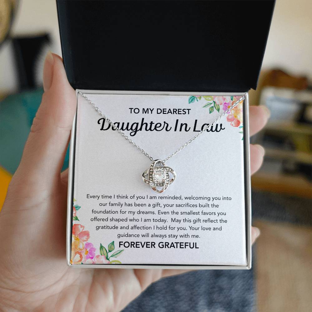 To my Daughter in Law - Love Knot Necklace - Flowers