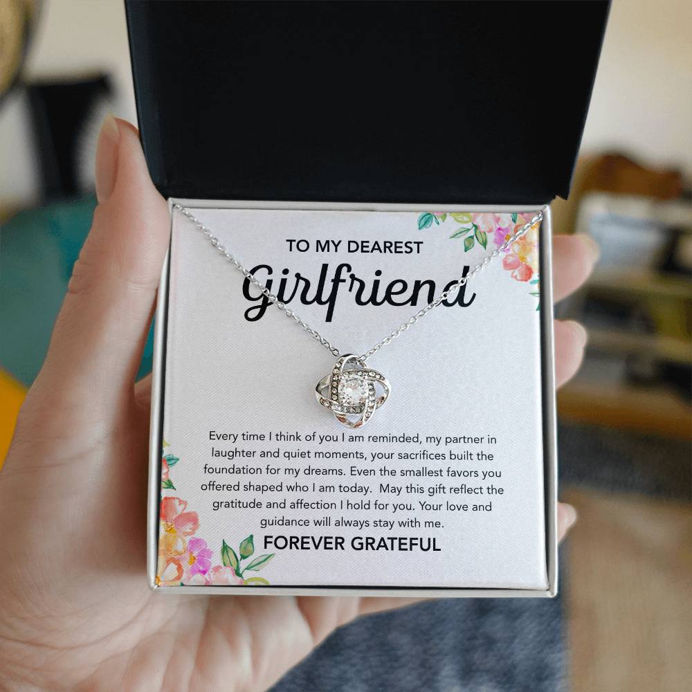 To My Girlfriend - Love Knot Necklace - Flowers