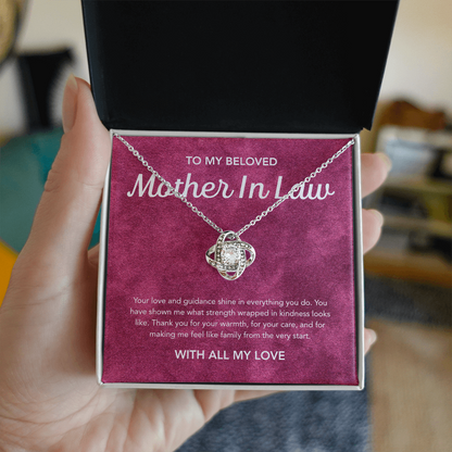 For my Mother in Law - Love Knot Necklace - Velvet Pattern