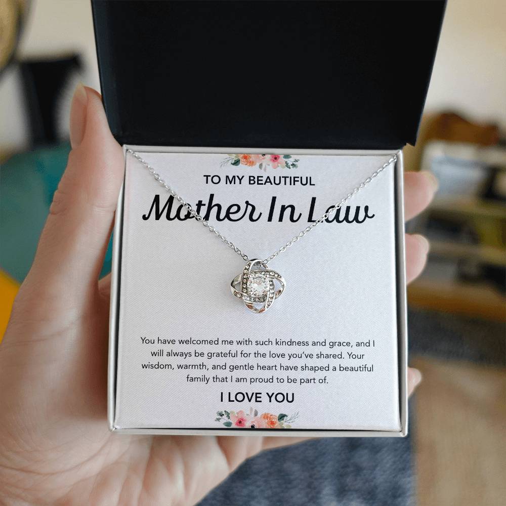For my Mother in Law - Love Knot Necklace - Flowers