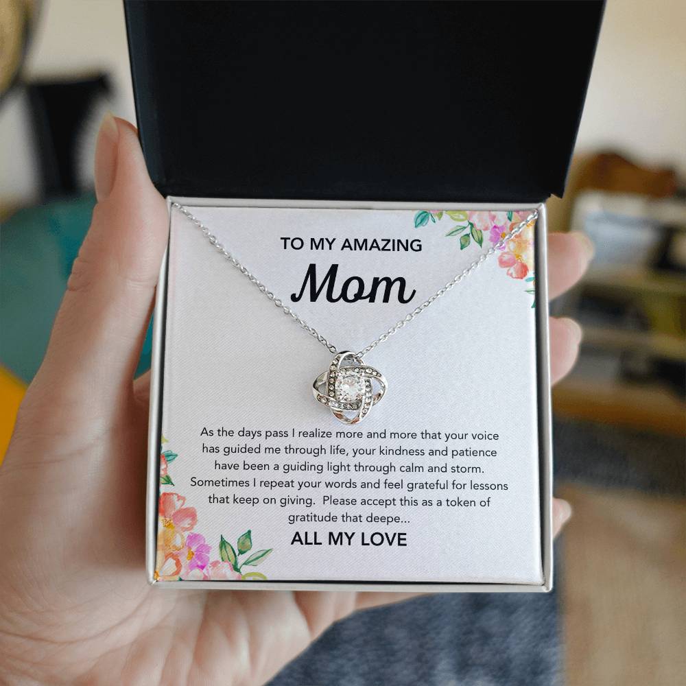 To Mom - Love Knot Necklace - Flowers