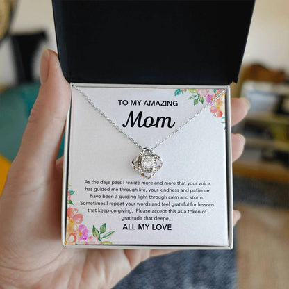 To Mom - Love Knot Necklace - Flowers