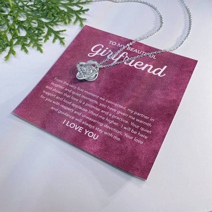 To My Girlfriend - Love Knot Necklace - Velvet Pattern