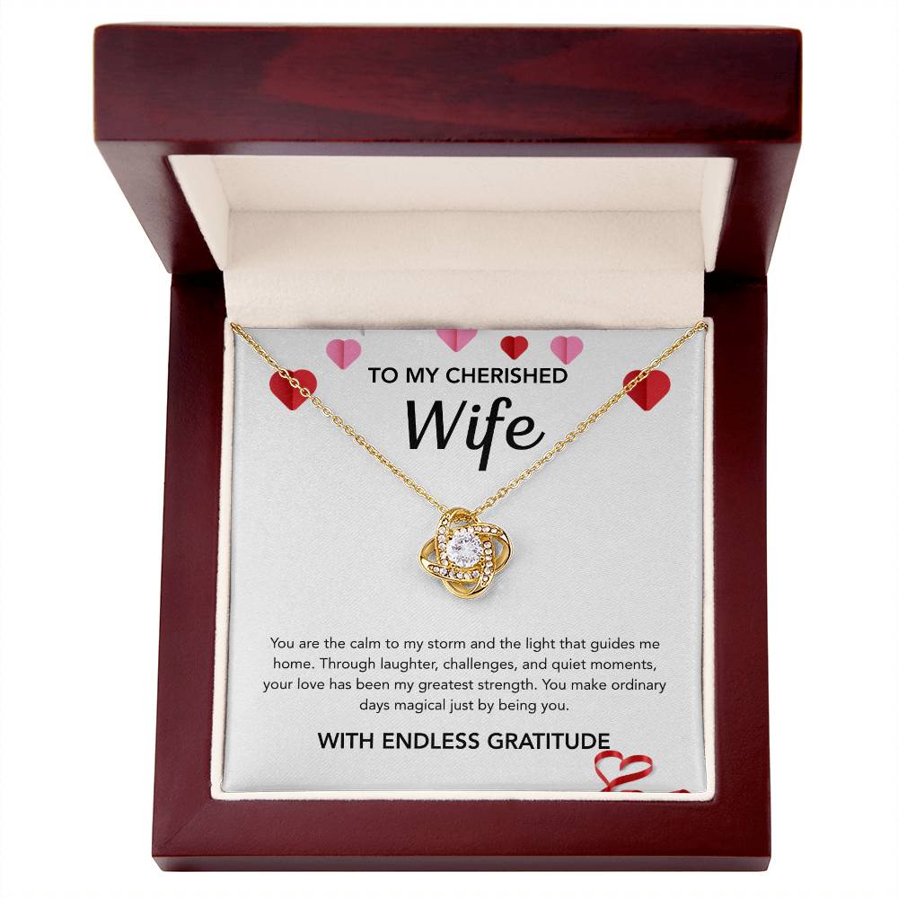 To My Wife - Love Knot Necklace - Hearts