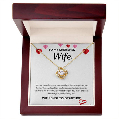 To My Wife - Love Knot Necklace - Hearts