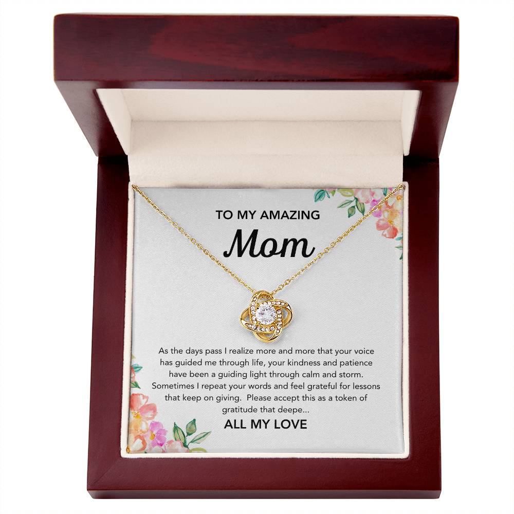 To Mom - Love Knot Necklace - Flowers