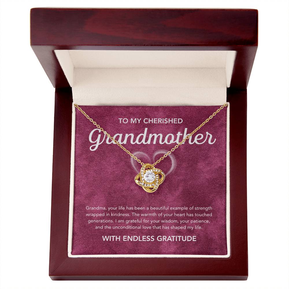 To my Grandmother - Love Knot Necklace - White Heart