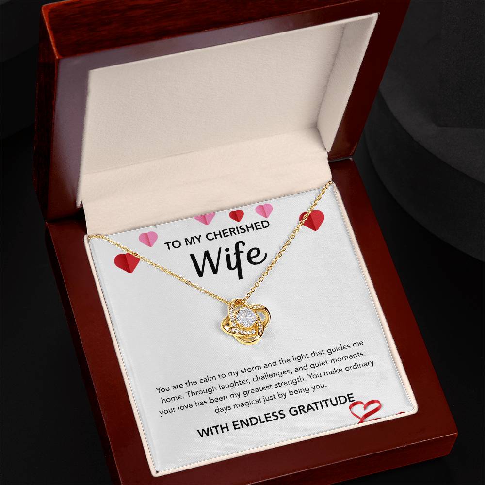To My Wife - Love Knot Necklace - Hearts