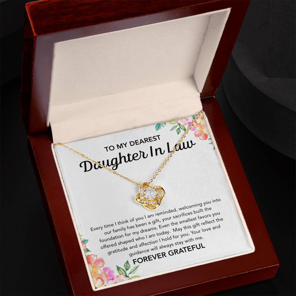 To my Daughter in Law - Love Knot Necklace - Flowers