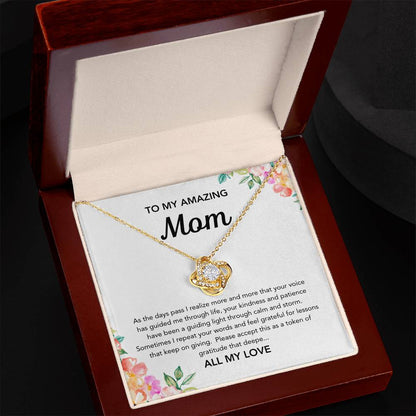 To Mom - Love Knot Necklace - Flowers
