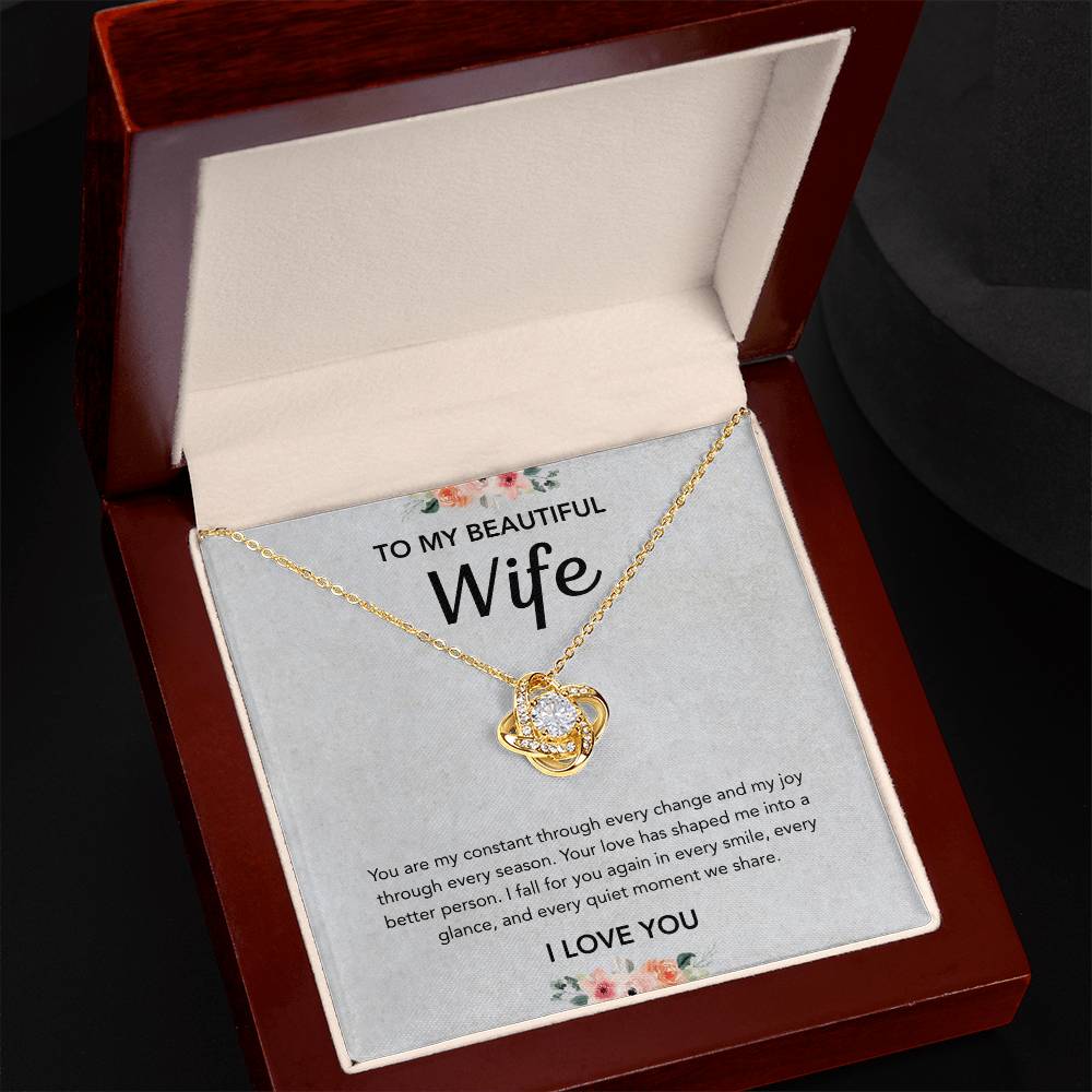 To My Wife - Love Knot Necklace - Flowers