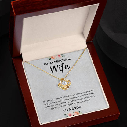 To My Wife - Love Knot Necklace - Flowers