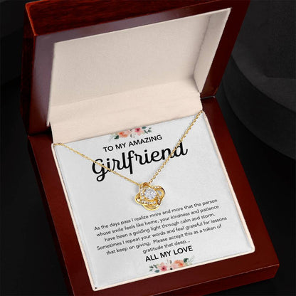 To My Girlfriend - Love Knot Necklace - Flowers