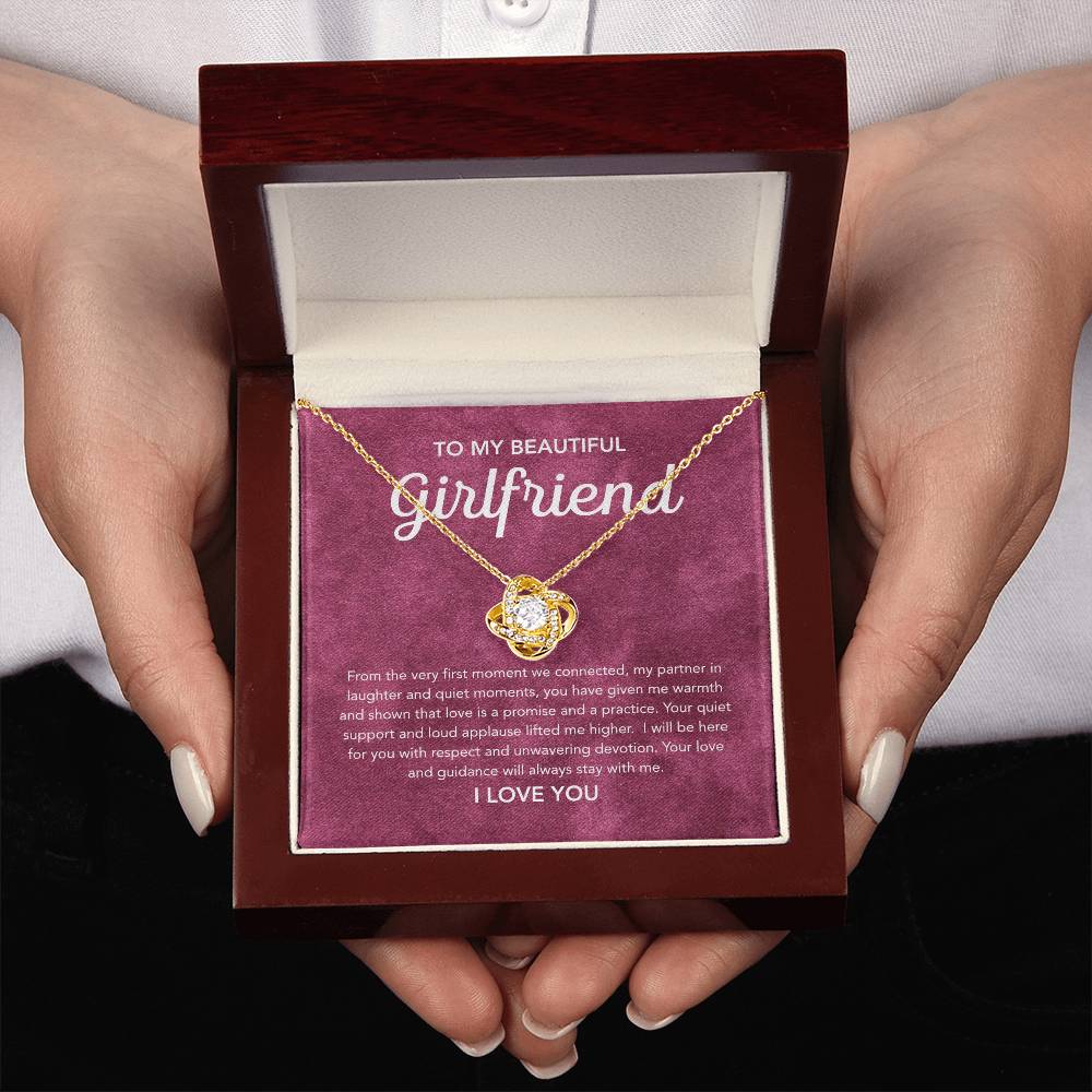 To My Girlfriend - Love Knot Necklace - Velvet Pattern