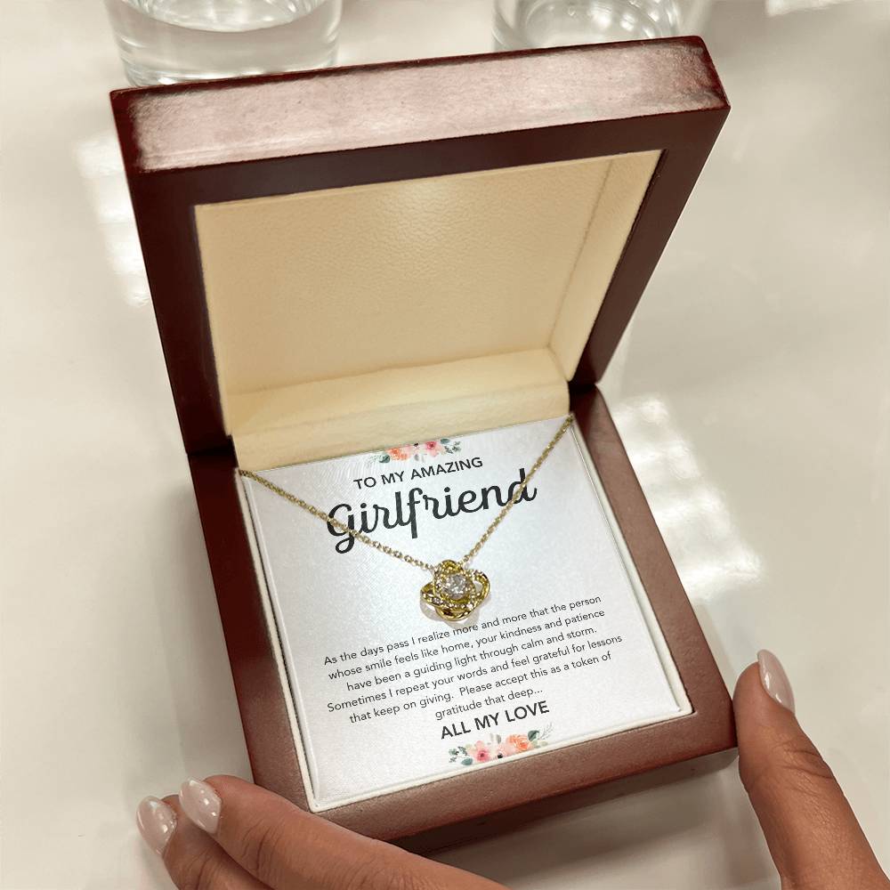 To My Girlfriend - Love Knot Necklace - Flowers