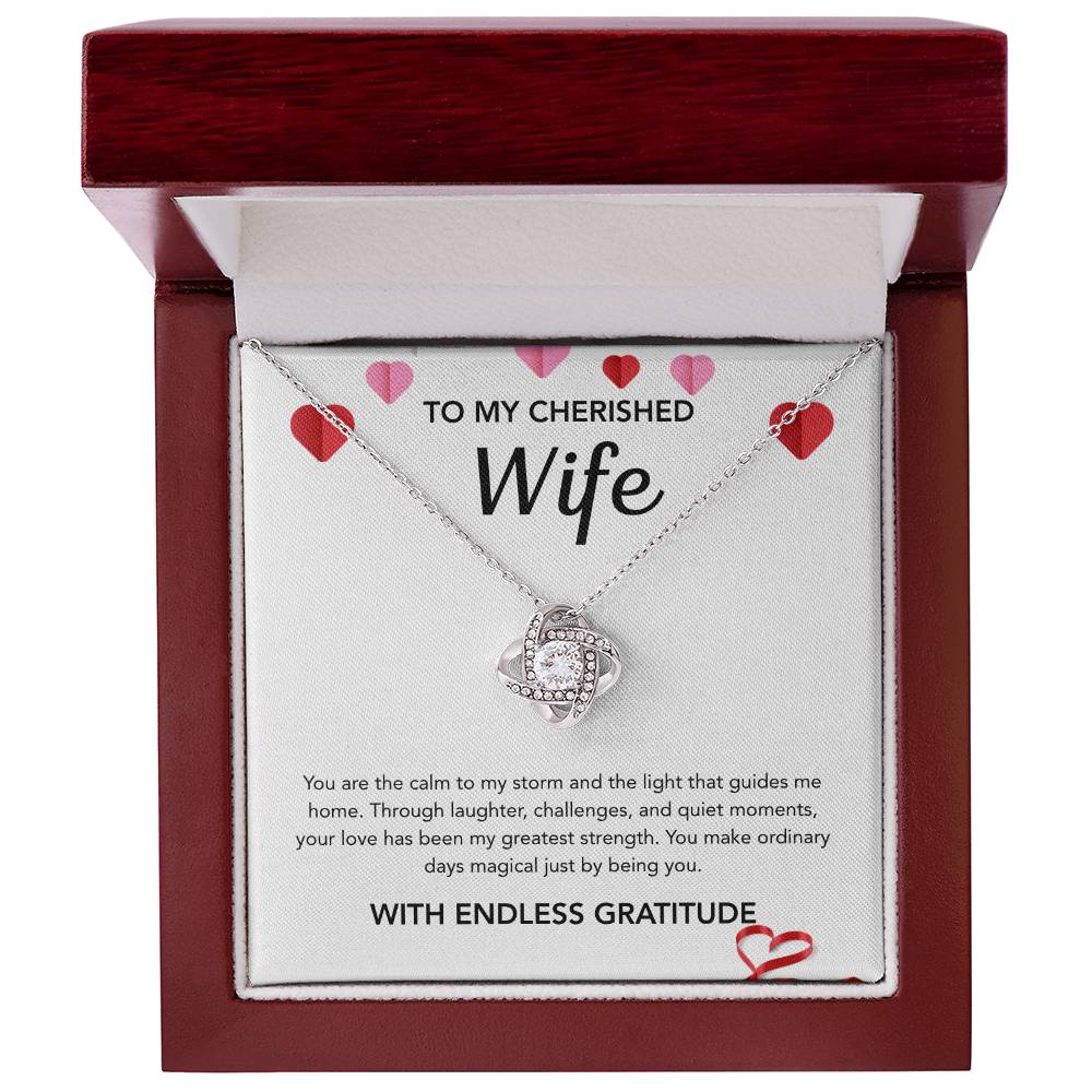To My Wife - Love Knot Necklace - Hearts