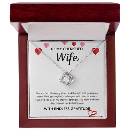 To My Wife - Love Knot Necklace - Hearts