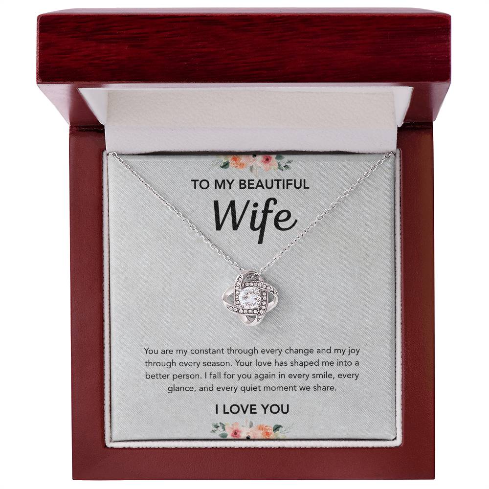 To My Wife - Love Knot Necklace - Flowers