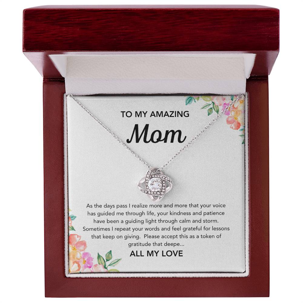 To Mom - Love Knot Necklace - Flowers
