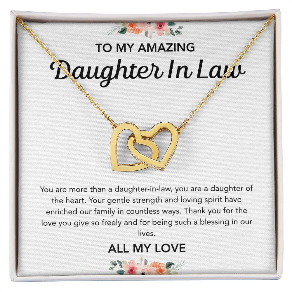 To my Daughter in Law - Interlocking Hearts Necklace - Flowers
