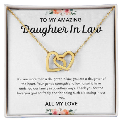 To my Daughter in Law - Interlocking Hearts Necklace - Flowers