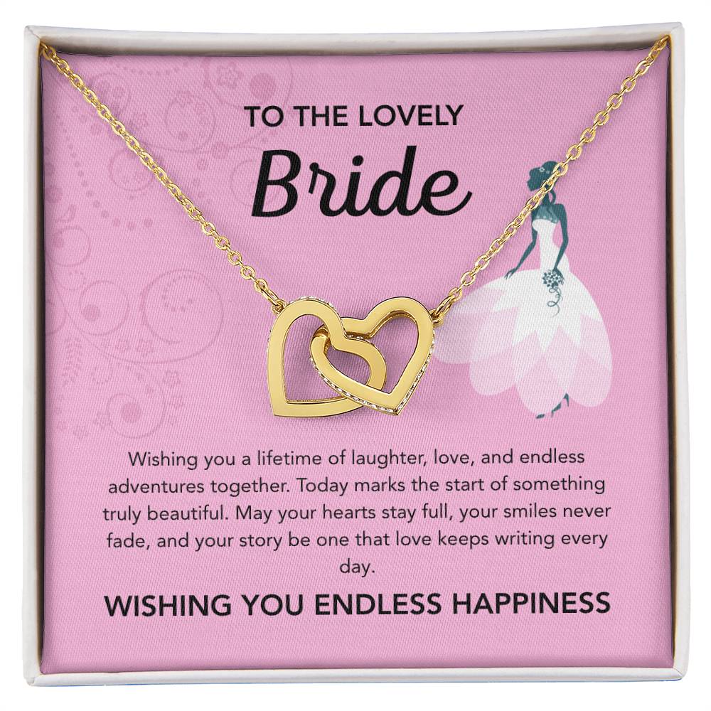 To my Bride - Interlocking Hearts Necklace - Pink