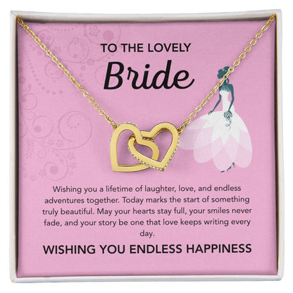 To my Bride - Interlocking Hearts Necklace - Pink