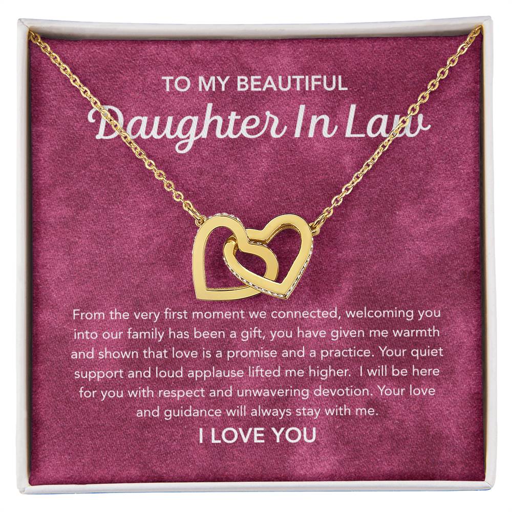 To my Daughter in Law - Interlocking Hearts Necklace - Velvet Pattern