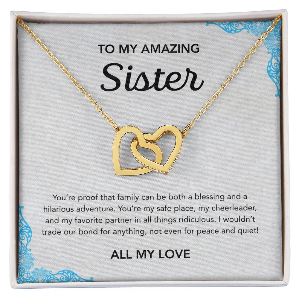 To my Sister - Interlocking Hearts Necklace - Ornament
