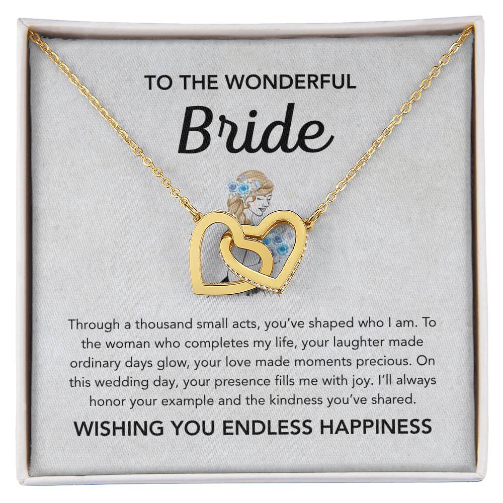 To my Bride - Interlocking Hearts Necklace - Bridal Bouquet