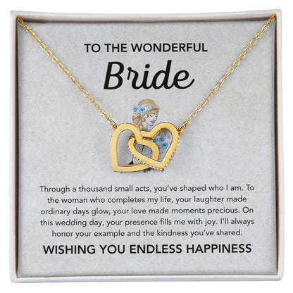 To my Bride - Interlocking Hearts Necklace - Bridal Bouquet