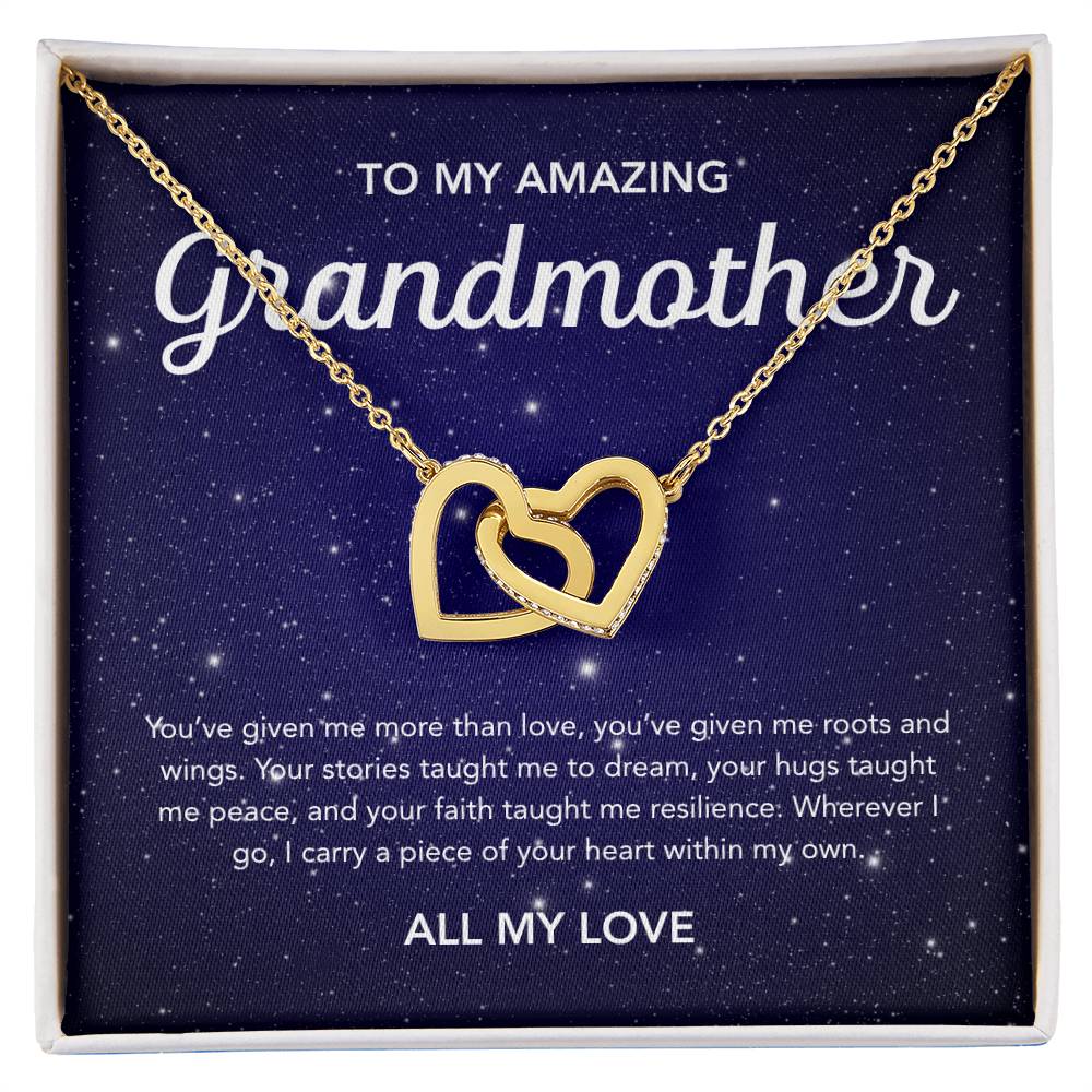 To my Grandmother - Interlocking Hearts Necklace - Night Stars