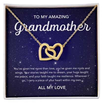 To my Grandmother - Interlocking Hearts Necklace - Night Stars