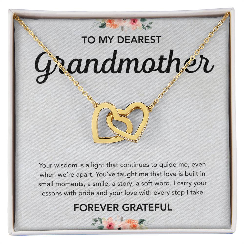 To my Grandmother - Interlocking Hearts Necklace - Flowers