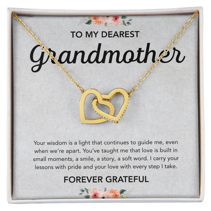 To my Grandmother - Interlocking Hearts Necklace - Flowers
