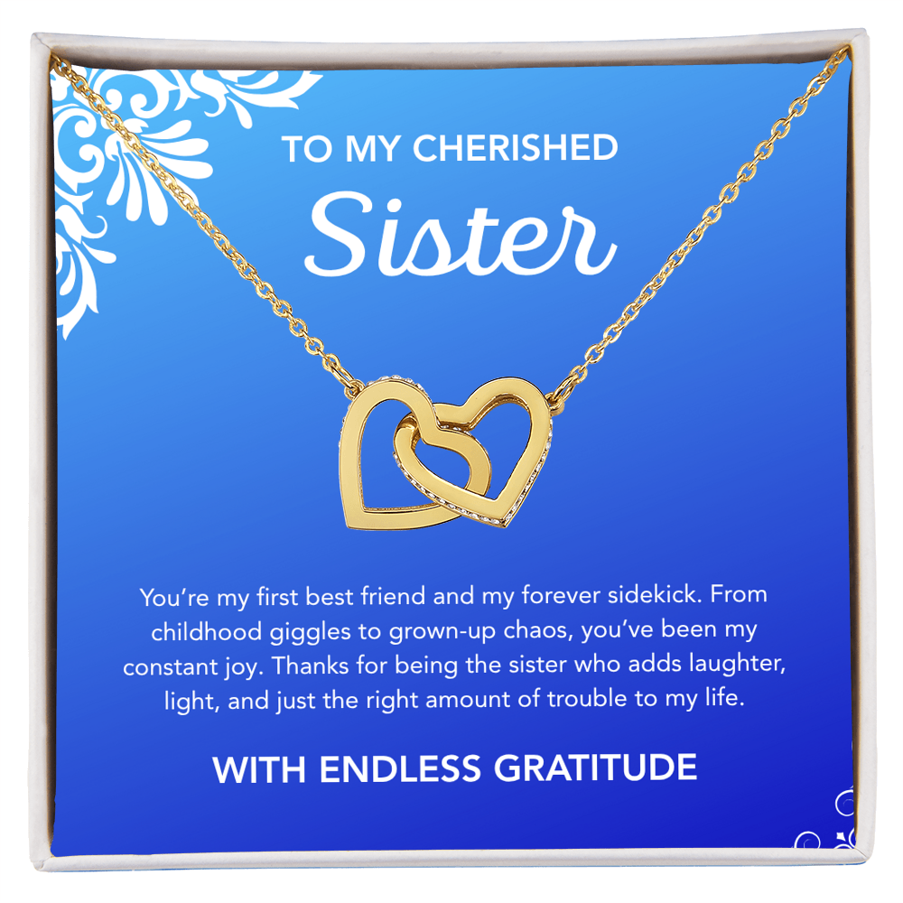 To my Sister - Interlocking Hearts Necklace - Ornament