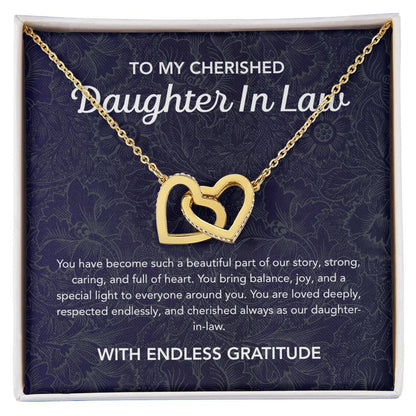 To my Daughter in Law - Interlocking Hearts Necklace - Damsak