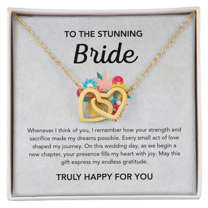 To my Bride - Interlocking Hearts Necklace - Bridal Bouquet