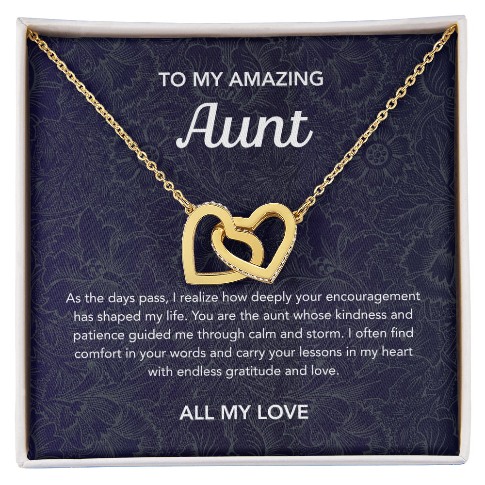 To my Aunt - Interlocking Hearts - Floral Damask